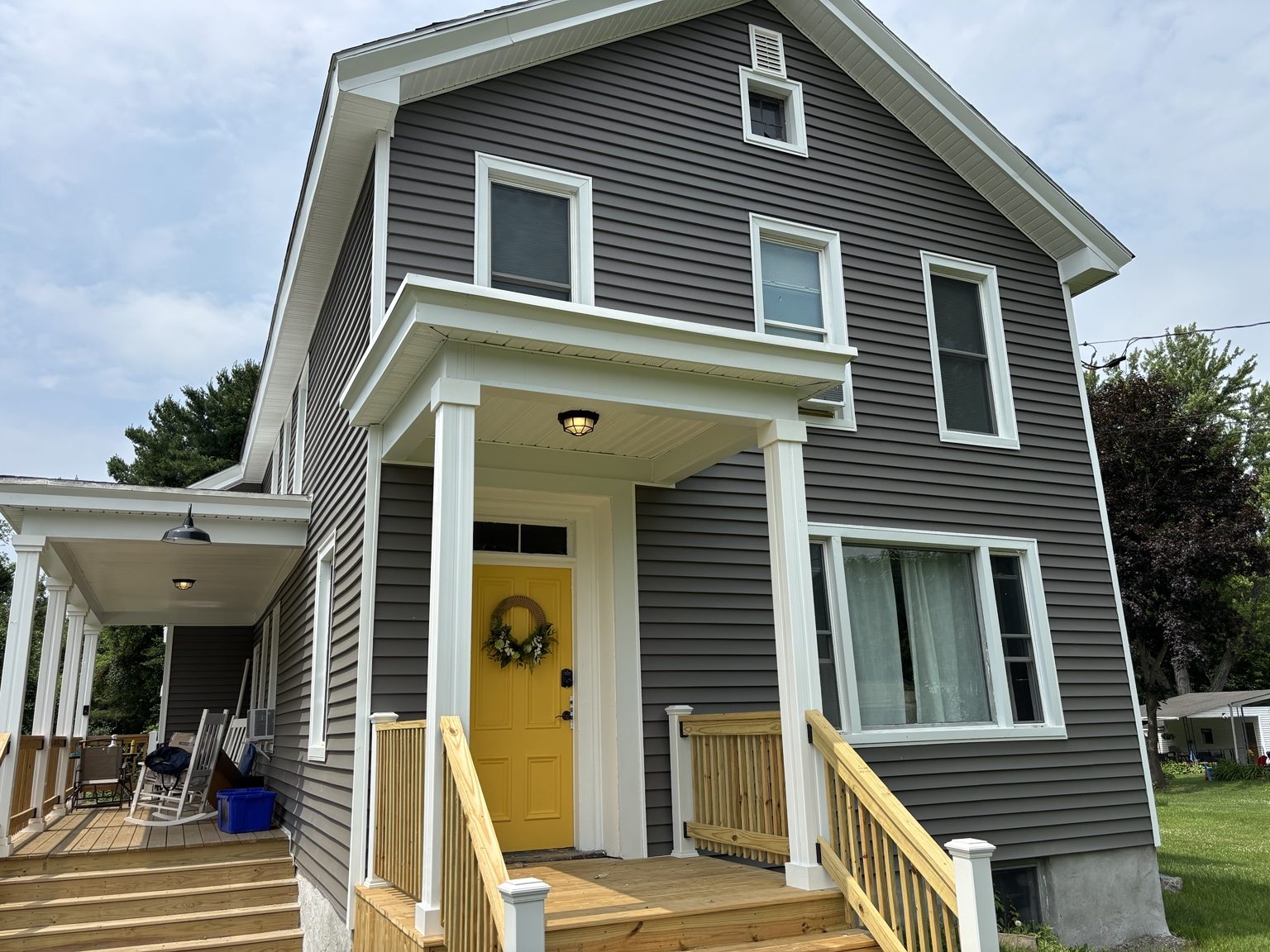 Siding project photograph: Gray Siding & White Trim